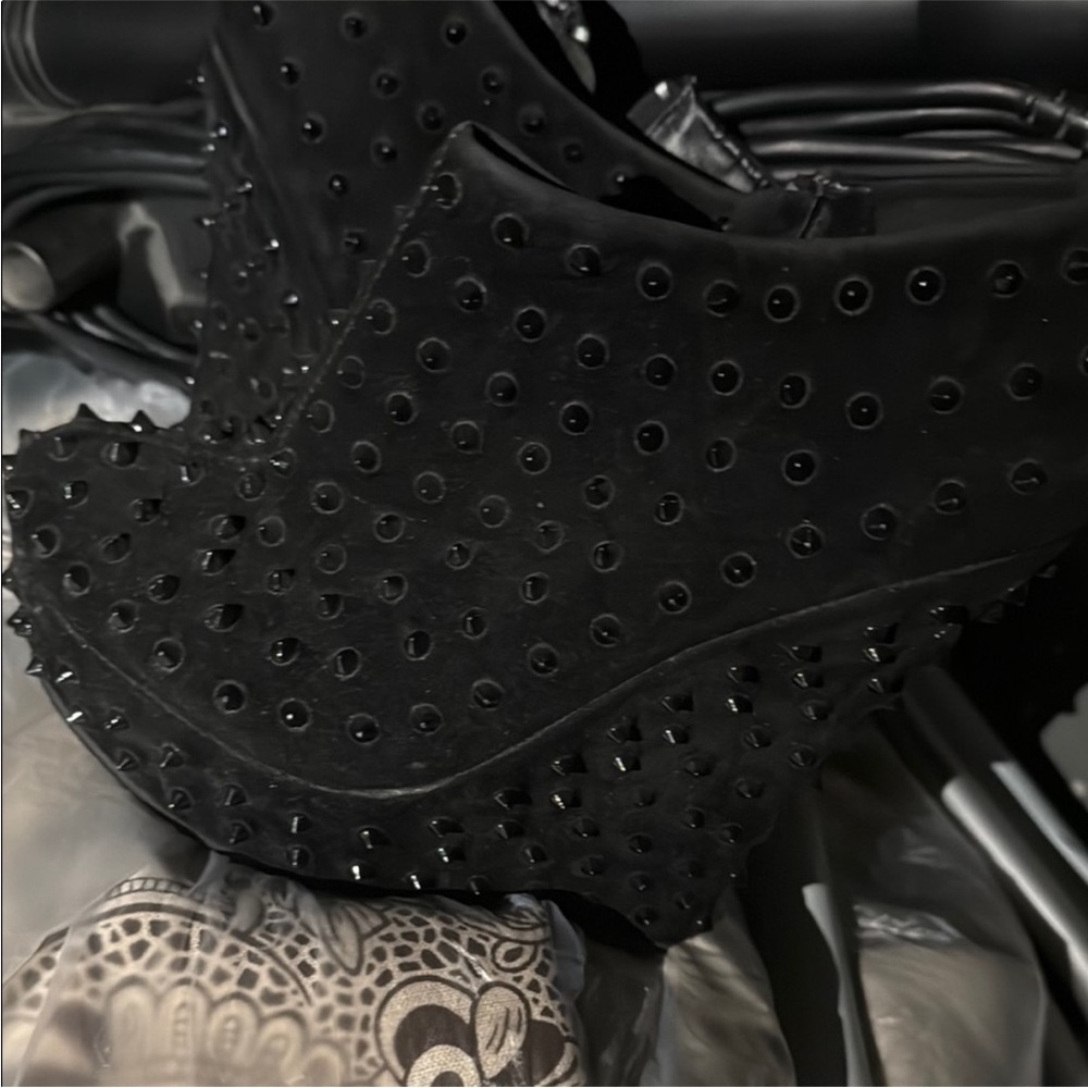 Black Studded Platform Booties - image 4